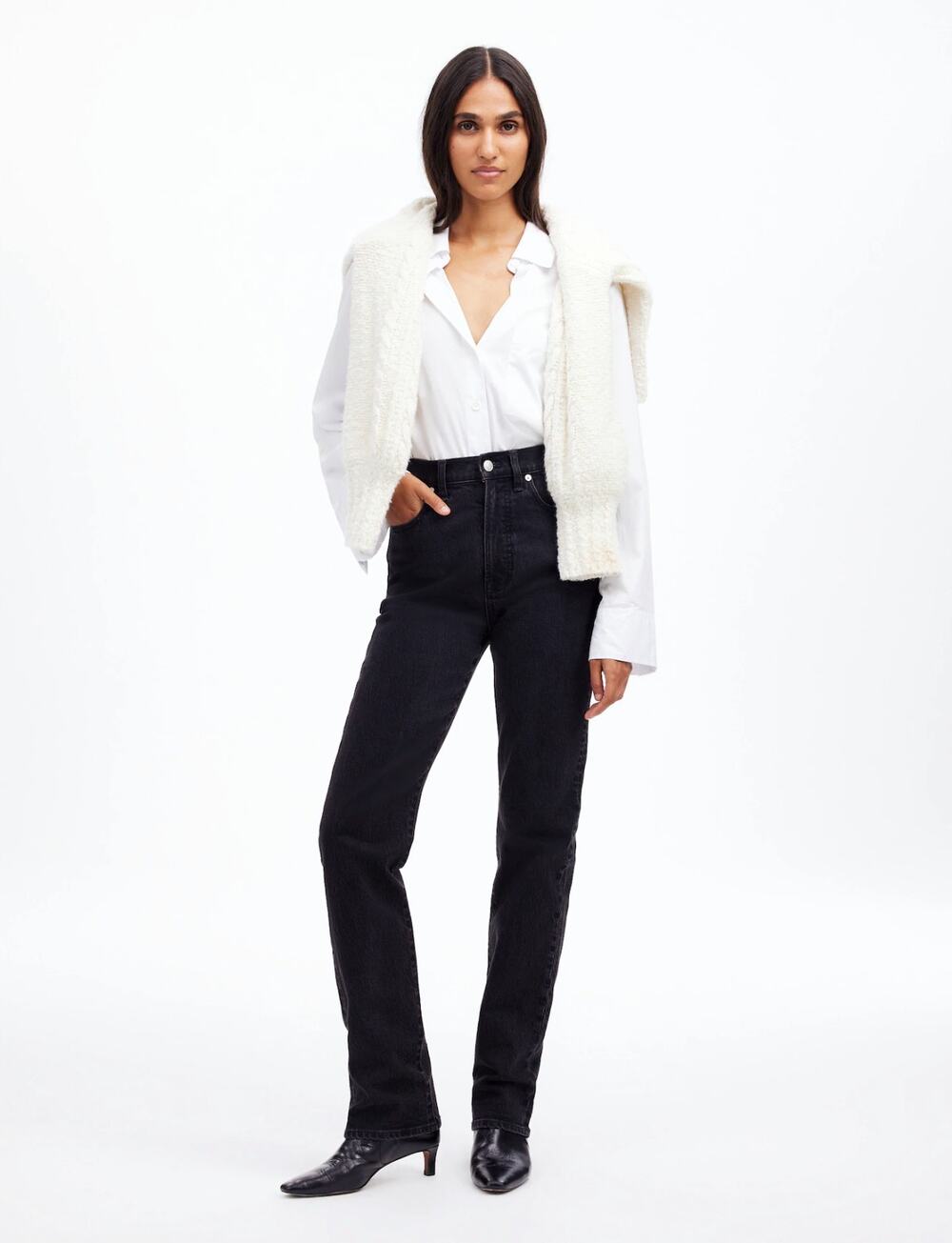 Madewell The 90s Straight Jean Belmere Wash Comfort Stretch Black US 25 NWT